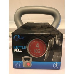 Q4Life Kettlebell - 4kg - grijs - rood - compact