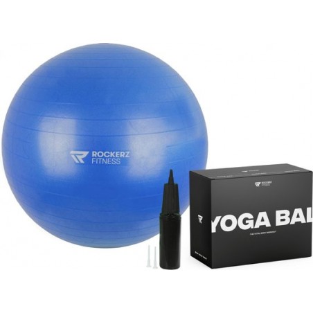 Fitness bal - Yoga bal - Fitness bal 90 cm - Pilates bal - Gymbal - Gymbal 90 cm - Zitbal - Kleur: Blauw - Beste Fitnessbal 2020
