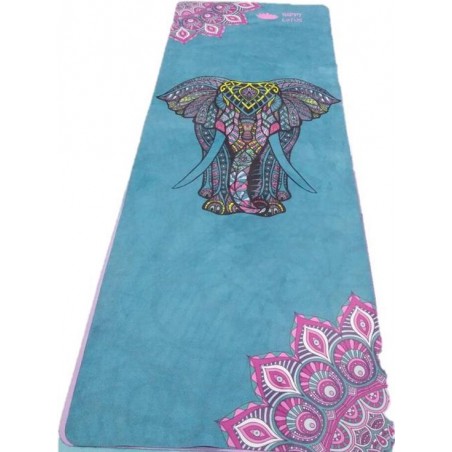 Happy Lotus D/luxe Yogamat en handdoek - blauw