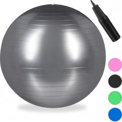 relaxdays fitnessbal 85 cm - gymbal - zitbal - yogabal  pilatesbal - voor op kantoor - PVC zilver