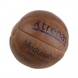 Trenas - Medicijnbal - Medicine bal - Klassische professionele medicijnbal - Leer - 2 kg - Bruin