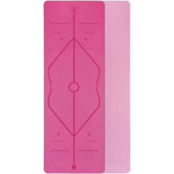 Yogamat met positielijnen – roze – antislip – extra lang (183 x 61 cm)