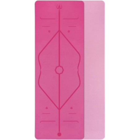 Yogamat met positielijnen – roze – antislip – extra lang (183 x 61 cm)