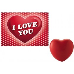 Valentijn - Hartje squishy/stressbal met valentijnskaart I Love You - Valentijnsdag cadeaus