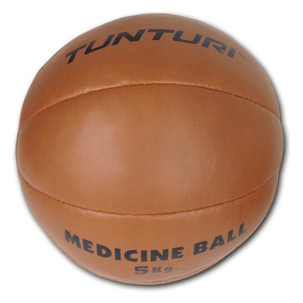 Tunturi  Medicine Ball - Medicijnbal - Crossfit ball - 5 kg - Bruin kunstleder