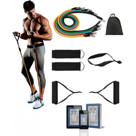 Weerstandsbanden Set Inclusief Gratis Draagtas en EBOOK - Fitness Elastiek - Gewichten – Resistance Band – Workout set