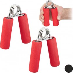 relaxdays knijphalter - set van 2 stuks - handknijper - handtraining - handtrainer - 40 kg rood