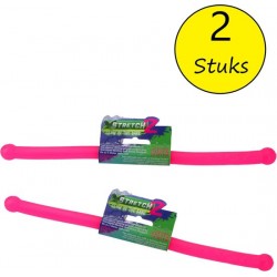x-Stretch - 2 Glow in the Dark Stretch Stick 2 Stuks – Stress Speelgoed – Tot 3 meter Uitrekbaar – Roze