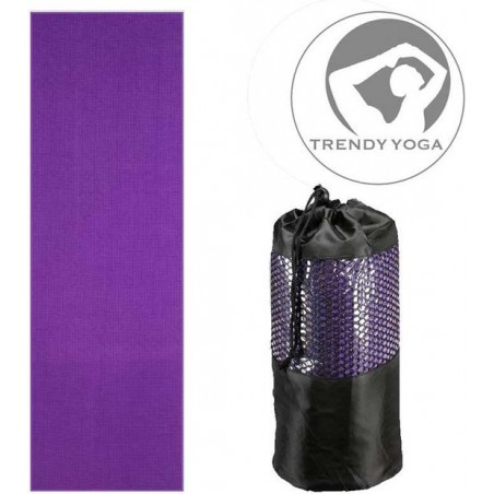 Trendy Yogamat Toalha Handdoek - wasbaar - 183 cm lang x 63 cm breed x 2 mm dik - Paars - incl. draagtas