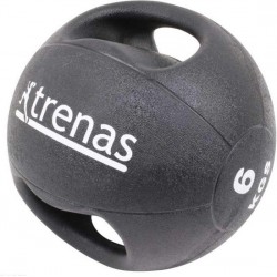 Trenas Medicijnbal - Medicine bal met dubbele handgrepen - Medicine bal Dual Grip - 6 kg - Zwart - (Professioneel gebruik)