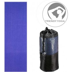 Trendy Yogamat Toalha Handdoek - wasbaar - 183 cm lang x 63 cm breed x 2 mm dik - Blauw - incl. draagtas