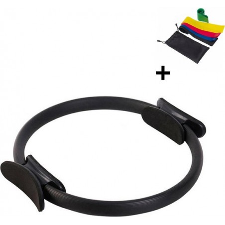 Pilates Ring - Yoga Ring - Incl. 5 Weerstandsbanden - Ø 33cm - Zwart