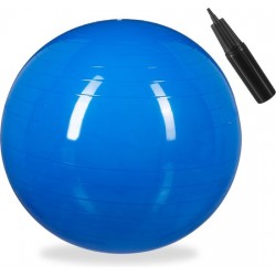 relaxdays fitnessbal 75 cm - met pompje - gymbal - zitbal - yogabal - pilatesbal - PVC blauw