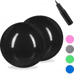 relaxdays 2x fitnessbal 75 cm - pompje - gymbal - zitbal - yogabal - pilatesbal - zwart