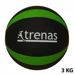 Trenas - Pro Medicijnbal - Medicine bal - Rubber - 3 kg - Zwart-Groen