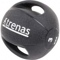 Trenas Medicijnbal - Medicine bal met dubbele handgrepen- Medicine bal Dual Grip - 3 kg - Zwart - (Professioneel gebruik)
