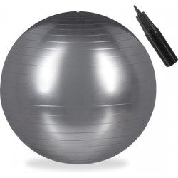 relaxdays fitnessbal 75 cm - met pompje - gymbal - zitbal - yogabal - pilatesbal - PVC zilver