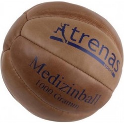 Trenas - Medicijnbal - Medicine bal - Klassische professionele medicijnbal - Leer - 1 kg - Bruin
