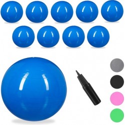 relaxdays 10x fitnessbal 65 cm - gymbal - zitbal - yogabal - pilatesbal - pompje - blauw
