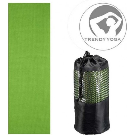 Trendy Yogamat Toalha Handdoek - wasbaar - 183 cm lang x 63 cm breed x 2 mm dik - Groen - incl. draagtas