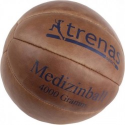 Trenas - Medicijnbal - Medicine bal - Klassische professionele medicijnbal - Leer - 4 kg - Bruin