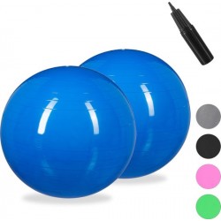 relaxdays 2x fitnessbal 75 cm - pompje - gymbal - zitbal - yogabal - pilatesbal - blauw