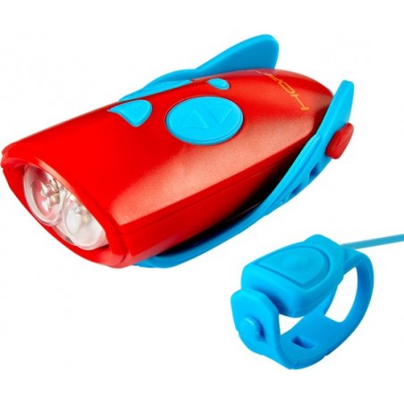 Mini Hornit - Fietsbel - fietslicht met Geluidseffecten – Blauw/Rood