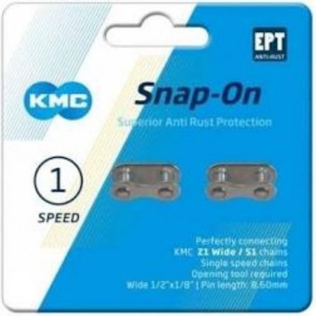 Kettingschakel KMC singlespeed Snap-On 1/2x1/8 Wide EPT - zilver (2 stuks)