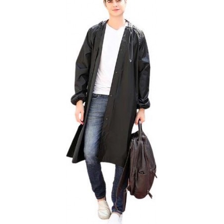 Regenjas zwart (Maat XL) unisex - licht gewicht - opvouwbaar - pocket size - reizen - dames - heren regenjas