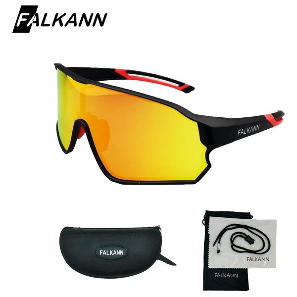 Falkann Fietsbril / Sportbril - Zwart/Rood  - Gepolariseerde Glazen