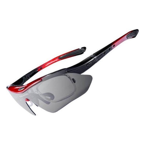 Falkann Basics Fietsbril / Sportbril Set Rood 5 Glazen inc. Gepolariseerde