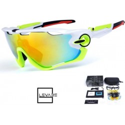 Levabe | Outdoor bril | wielrennen | VERSTELBAAR | fietsbrillen | gepolariseerde glazen| sport | mountainbike bril | WIT/GROEN