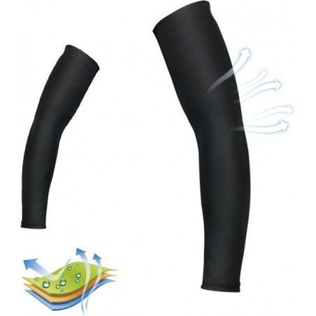 Sport Compressie Arm Sleeve (Set van 2 Stuks) - Compressiekousen - Armsleeves - Zwart - Maat L