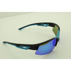 Sport bril zwarte met blauw montuur en blauw spiegelglas.P 20-2112. GEPOLARISEERD.