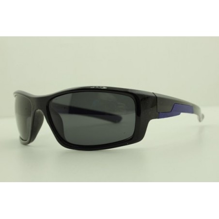 Sportbril met zwart - blauw montuur en zwarte glas. P- S 4368. Gepolariseerd.