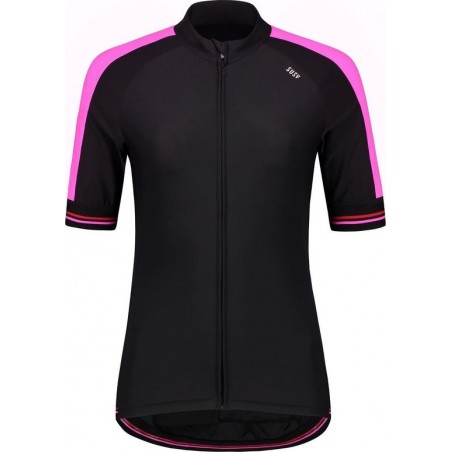Susy cyclewear - Dames fietsshirt korte mouw - zwart roze - XS