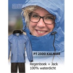Anuy Kalmar Regenpak - Maat L  - Unisex - blauw/zwart