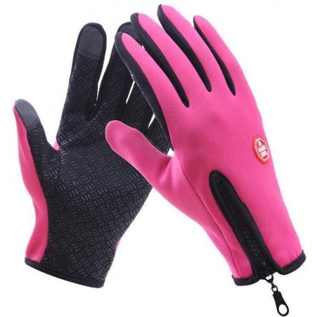 Fietshandschoenen  winter met extra grip en touchscreen gevoelig roze maat M Sandesen®