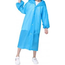 Kinder Regenjas met capuchon blauw (7-10 jaar) - licht gewicht - opvouwbaar - pocket size - reizen - meisjes regenjas