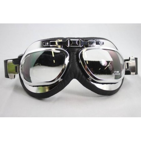chrome motorbril helder glas
