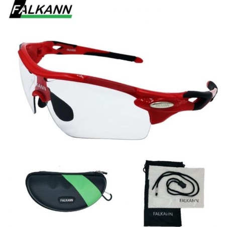 Falkann Fietsbril / Sportbril Rood - Meekleurende Lenzen