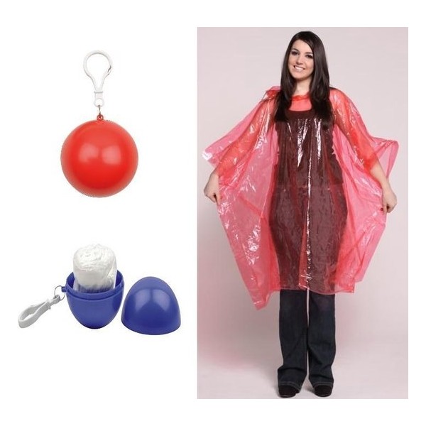 Foldable rain coat / poncho opvouwbaar bal sleutelhanger