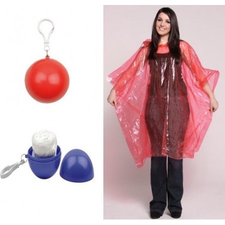 Foldable rain coat / poncho opvouwbaar bal sleutelhanger