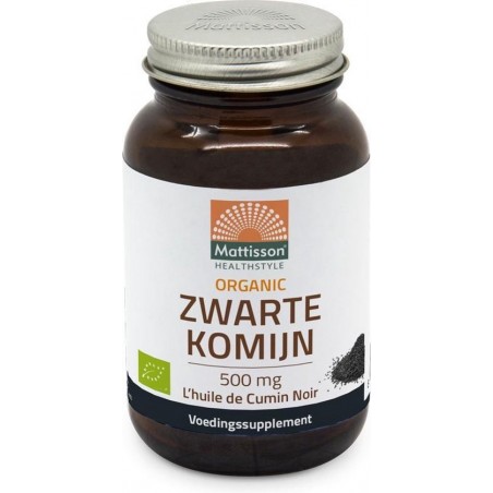 Zwarte Komijn Olie BIO 500 mg 90 capsules - Flesje met 60 capsules