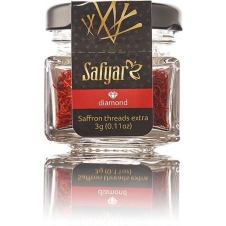 Saffraan Safyar Diamond 3 gram - Glazen pot. Perfect voor paella of risotto