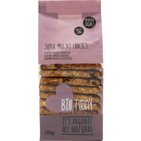 BioToday Biologische Verantwoorde Super muesli koeken (Doos van 10 verpakkingen van 200 gram)