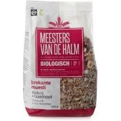 Krokante muesli kokos hazelnoten Meesters Van De Halm - Zak 600 gram - Biologisch